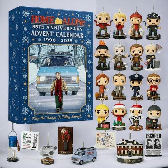Home Alone 35th Anniversary Advent Calendar 2025, Movie Countdown, Fun Christmas Tree Decor & Holiday Gift Set