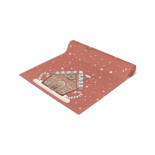 Gingerbread House Table Runner, Festive Christmas Decor