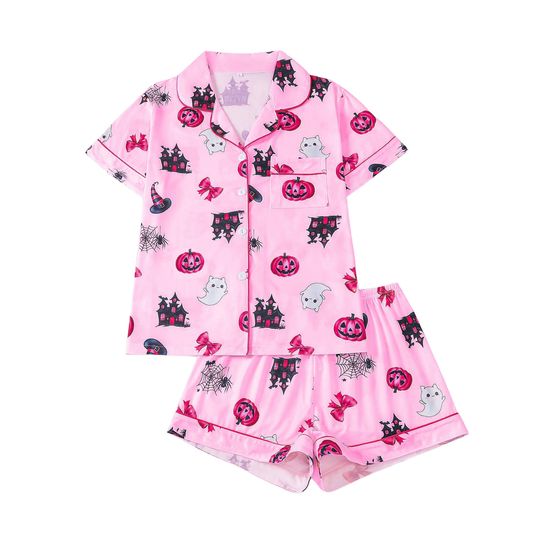 Halloween Ghost & Pumpkin Sleepwear Set for Women