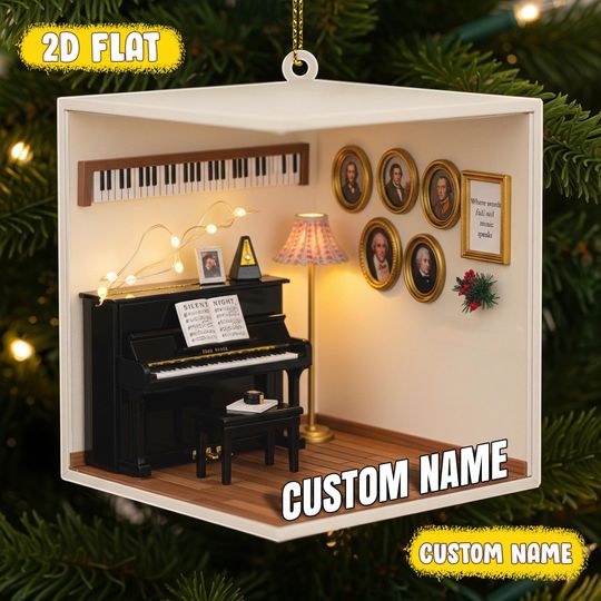 Custom Piano Room Christmas Ornament, Piano Music Corner Acrylic Ornament, Piano Player Christmas Gift, Gift for Musician