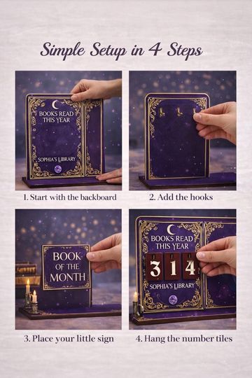 Personalized Book Holder - Book Tracker, Books Read This Year Counter, Book Display, TBR, Gift for Readers, Book Lover Gift