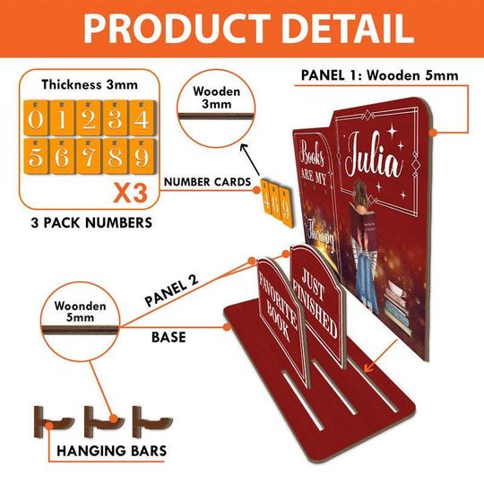 Personalized Book Holder - Book Tracker, Books Read This Year Counter, Book Display, TBR, Gift for Readers, Book Lover Gift