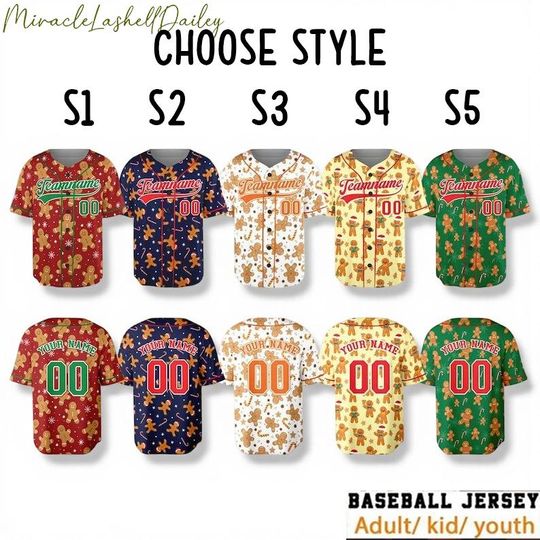 Custom Gingerbread Baseball Jersey, Funny Christmas Team Shirt