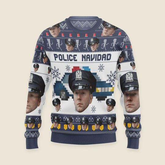 Custom Police Navidad Ugly Sweater, Christmas Photo Ugly Sweater, Christmas Shirt 2025, Custom Christmas Sweater