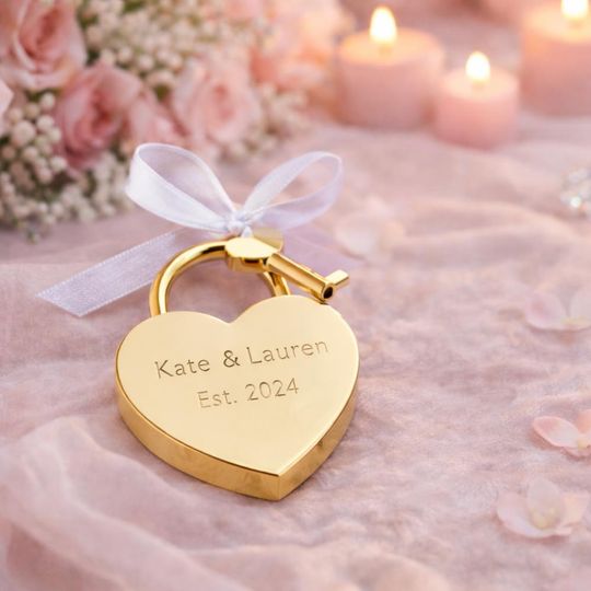 Personalized Engraved Heart Lock, Heart Padlock Anniversary Gift