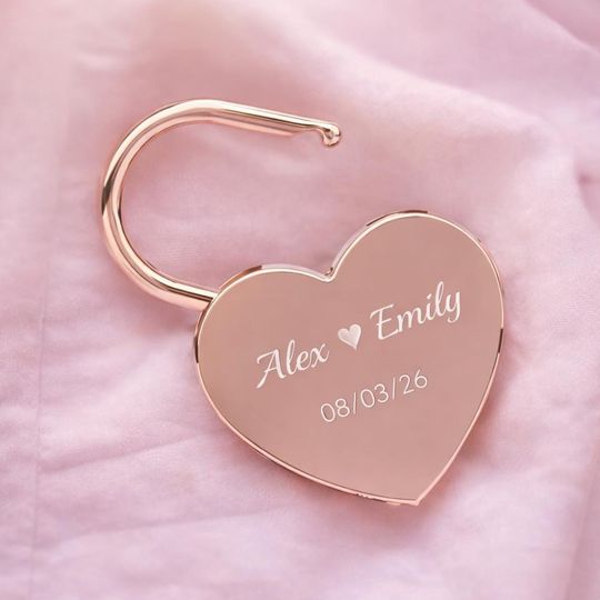 Personalized Engraved Heart Lock, Heart Padlock Anniversary Gift