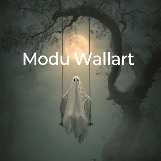 Ghost on a Swing Wall Art  Rustic Halloween Poster, Spooky Fall Decor
