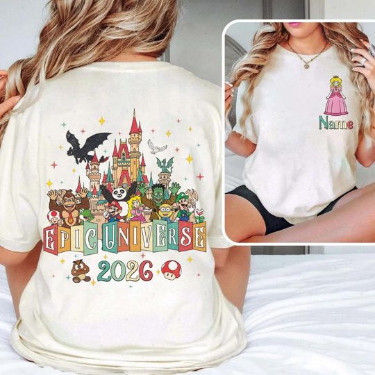 Personalized Epic Universe 2026 Shirt, Universal Family Trip Tee, Mario Toothless Jurassic Park