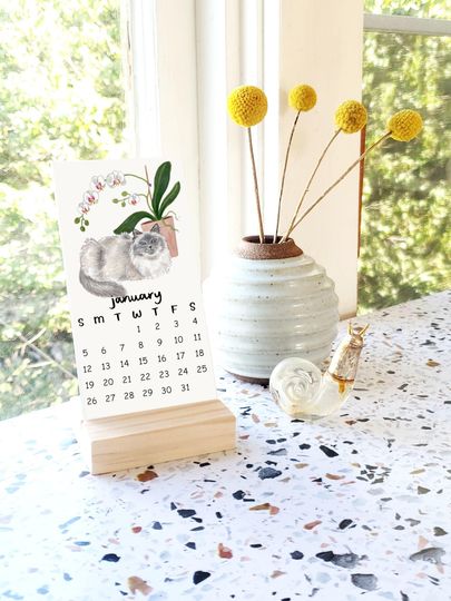2026 Tiny Cats and Plants Vertical Desk Calendar