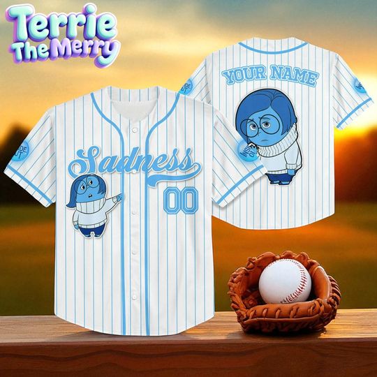 Inside Out 2 Sadness Custom Baseball Jersey, Disney Baseball Jersey