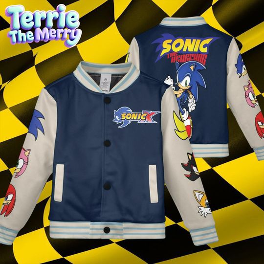 Sonic The Hedgehog Baseball Jacket, Kids & Youth Varsity Jacket
