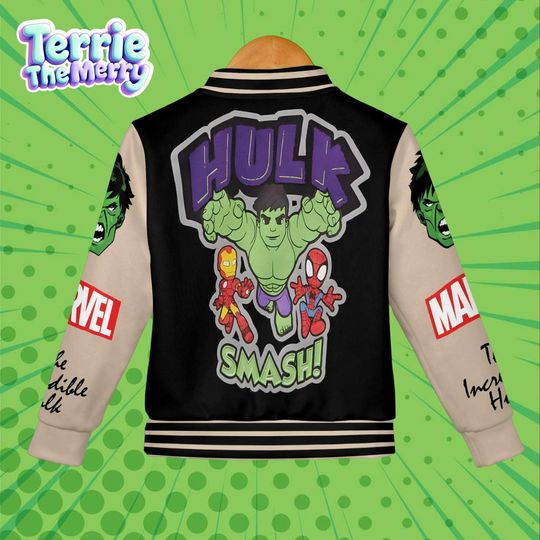 Hulk Marvel Super Hero Baseball Jacket, Kids & Youth Varsity Jacket