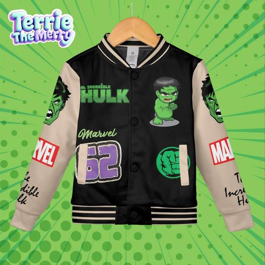 Hulk Marvel Super Hero Baseball Jacket, Kids & Youth Varsity Jacket