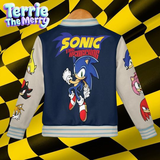 Sonic The Hedgehog Baseball Jacket, Kids & Youth Varsity Jacket