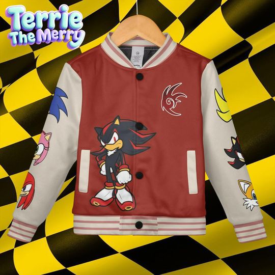 Shadow The Hedgehog Baseball Jacket, Kids & Youth Varsity Jacket