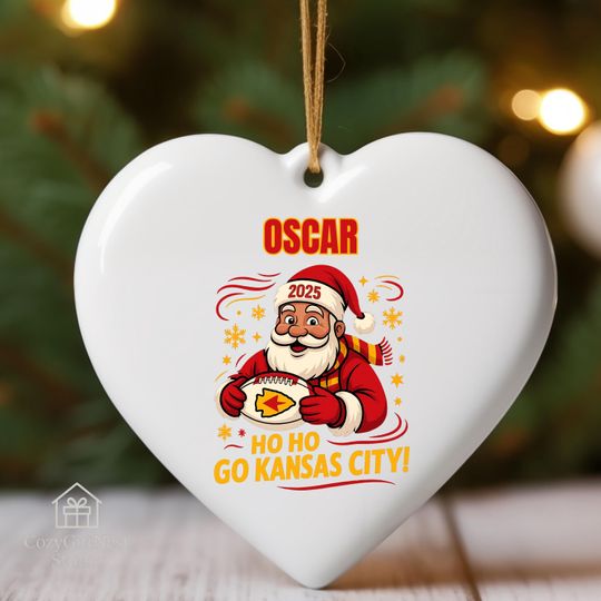 Kansas City Christmas Ornament  Personalized Santa Football Keepsake