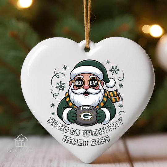 Green Bay Christmas Ornament  Personalized Santa Football Keepsake