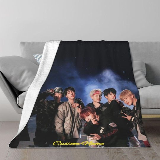 Personalized BTS Blanket, Cute Blanket with Name, Gift for Kids, Birthday Gift