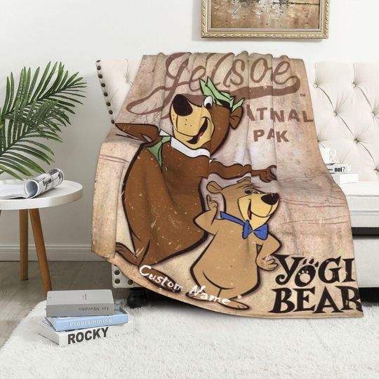 Personalized Yogi Bear Fleece Blanket with Name for Kids