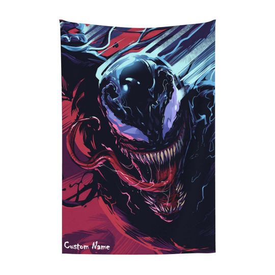 Personalized Venom Fleece Blanket with Name, Custom Theme Flannel Blanket for Kids, Birthday Gift