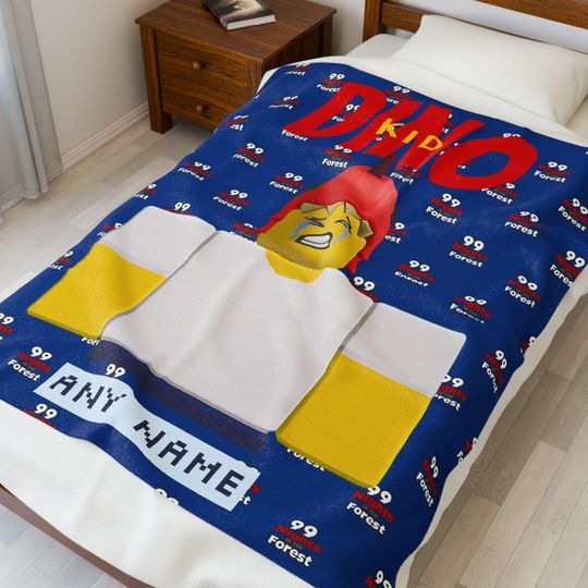 Dino Kid Inspired 99 Nights in the Forest Blanket for Children, Personalized Bedroom Gift