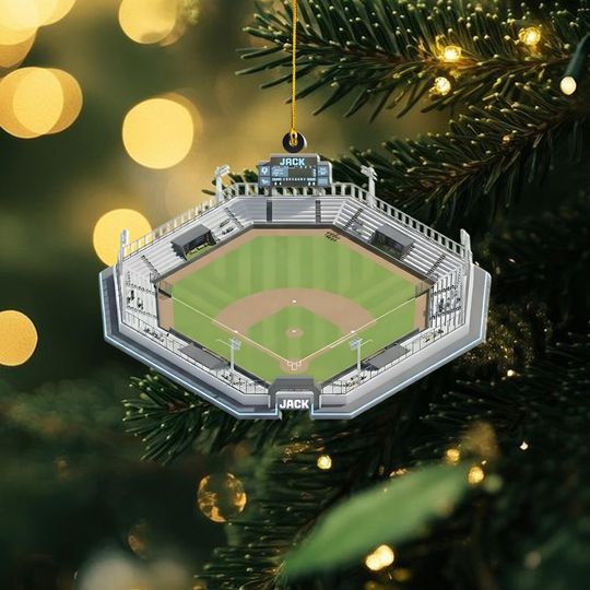 Custom Baseball Stadium Ornament, Personalized Sports Field Acrylic Keepsake, Baseball Fan Gift, Unique Christmas Tree Decoration