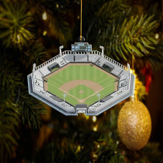 Custom Baseball Stadium Ornament, Personalized Sports Field Acrylic Keepsake, Baseball Fan Gift, Unique Christmas Tree Decoration