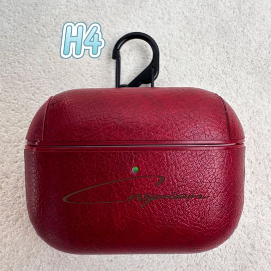 Personalized Leather AirPods Case with Hook: Engraved Monogram