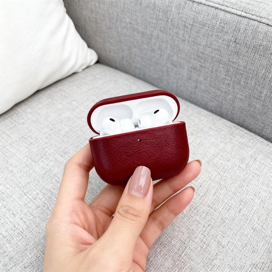 Personalized Leather AirPods Case with Hook: Engraved Monogram
