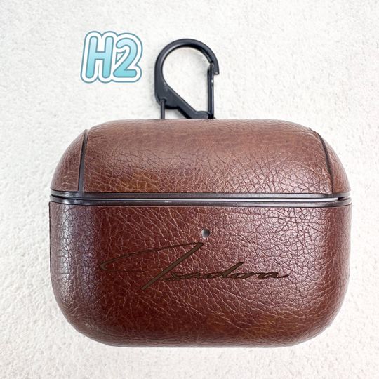 Personalized Leather AirPods Case with Hook: Engraved Monogram