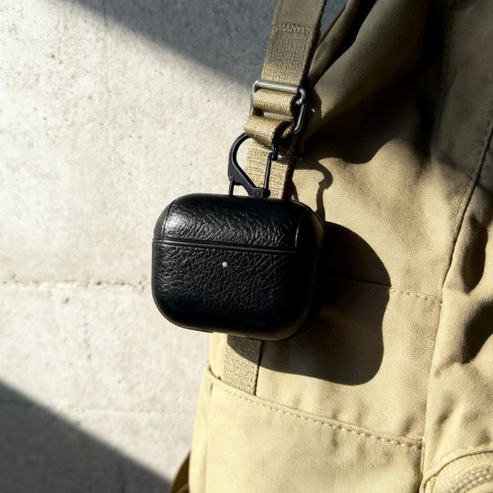 Personalized Leather AirPods Case with Hook: Engraved Monogram