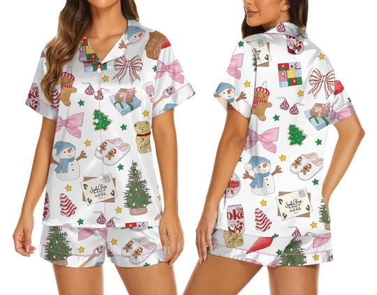 Gingerbread Man & Snowman Christmas Pajamas Set, Classic Holiday PJs, Long Sleeve Family Matching Sleepwear, Xmas Gift Idea