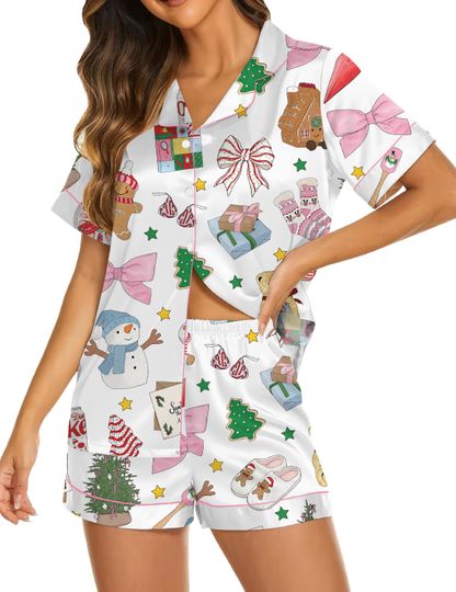 Gingerbread Man & Snowman Christmas Pajamas Set, Classic Holiday PJs, Long Sleeve Family Matching Sleepwear, Xmas Gift Idea
