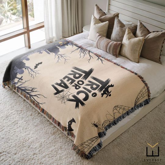 Halloween Woven Blanket: Spooky Graveyard Trick or Treat Throw