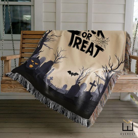 Halloween Woven Blanket: Spooky Graveyard Trick or Treat Throw