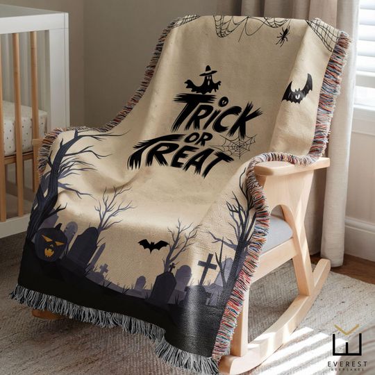 Halloween Woven Blanket: Spooky Graveyard Trick or Treat Throw