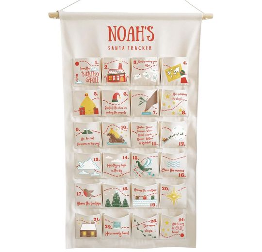 Personalised Fabric Advent Calendar: Santa Tracker, Handmade Christmas Keepsake