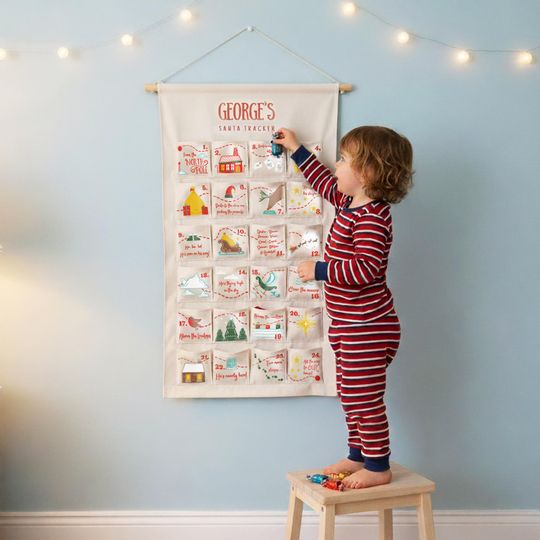 Personalised Fabric Advent Calendar: Santa Tracker, Handmade Christmas Keepsake