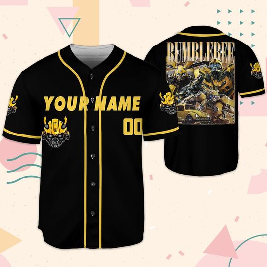 Custom Transformers Bumblebee Baseball Jersey