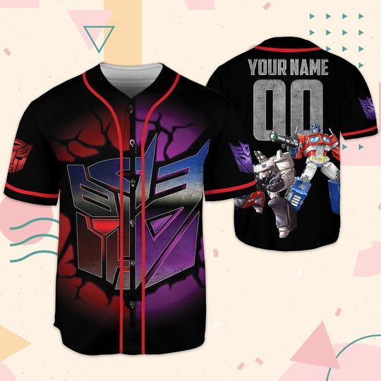 Custom Transformers Baseball Jersey, Optimus Prime & Megatron, Birthday Gift