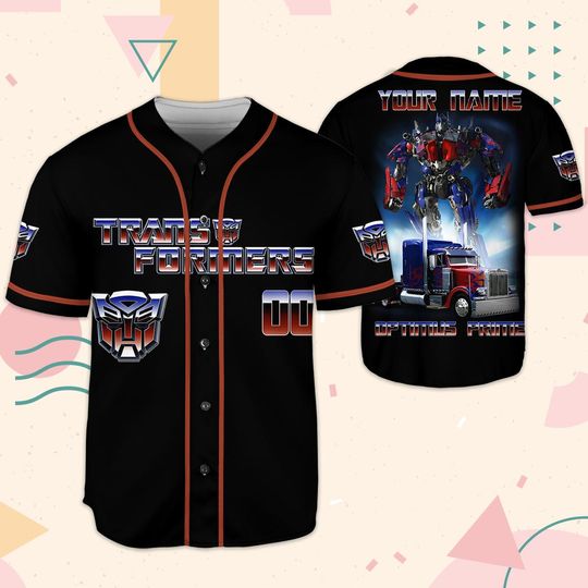 Custom Transformers Optimus Prime Baseball Jersey