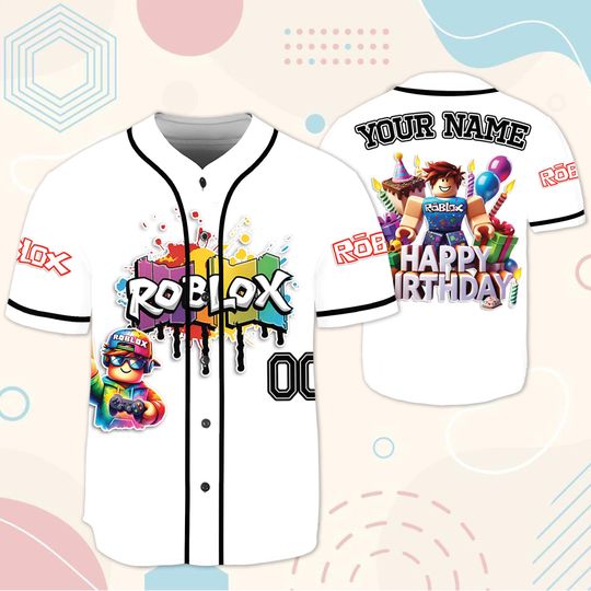 Custom Roblox Birthday Baseball Jersey, Gamer Shirt