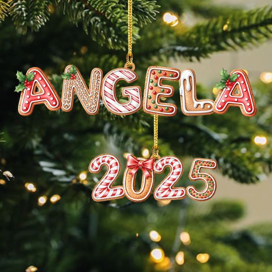 Custom Gingerbread Alphabet Ornaments, Personalised Christmas Decorations Baubles, 2025 Christmas Name Tags