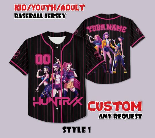 Custom Huntrix Birthday Girl Baseball Jersey, Huntrix Birthday Shirt, Personalized Kpop Demon Hunter Birthday