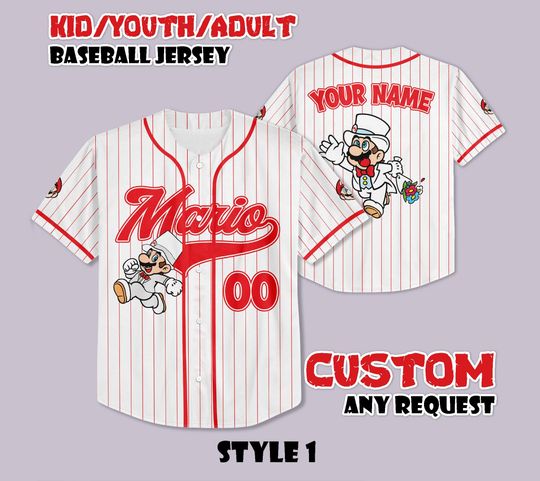Custom Mario Wedding Baseball Jersey, Super Mario Wedding Baseball Shirt, Personalized Gamer Wedding Jersey, Wedding Gifts
