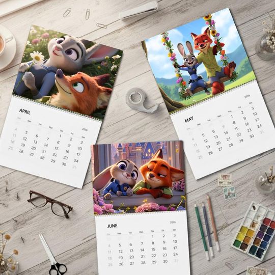 Zootopia 2026 Wall Calendar, Judy & Nick Calendar, Gift Idea