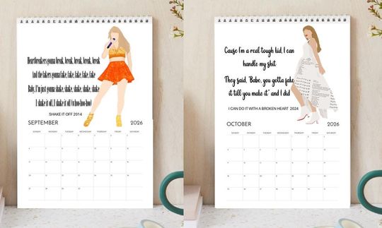 Taylors Lyrics 2026 Calendar | taylors version Music Art Gift