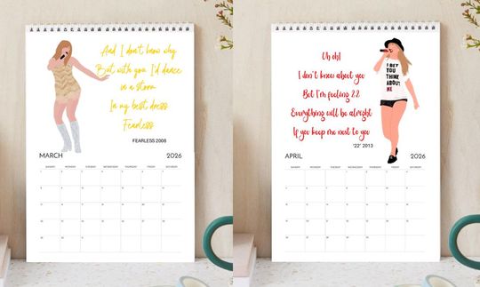 Taylors Lyrics 2026 Calendar | taylors version Music Art Gift