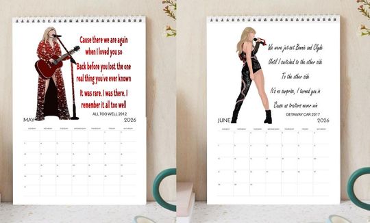 Taylors Lyrics 2026 Calendar | taylors version Music Art Gift