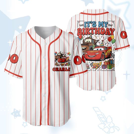 Lightning McQueen Birthday Baseball Jersey, Disney Cars Birthday Family Jersey, McQueen Birthday Boy Jersey, Pixar Racing Jersey